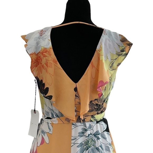 LEITH Dress Floral Wrap Lower Back High Low Front Lined Size S Cocktail NEW - Picture 5 of 16